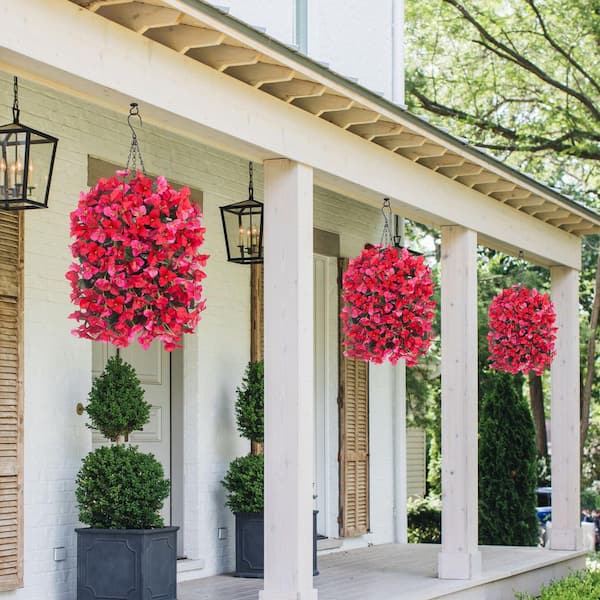 21.6 in. Red Hot Pink Bougainvillea Artificial Vines UV Resistant