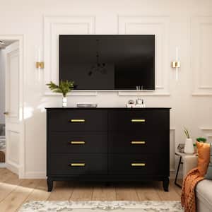 Black File Cabinet with 6 Drawers, 31.5 in. H x 47.2 in. W x 15.7 in. D