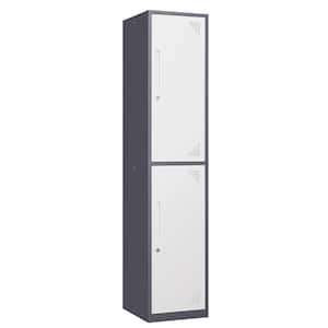 4-Tier Metal Locker for Home, Dressing Room, 71 in. Steel Storage Lockers with 2 Door for Employees (Grey and White)