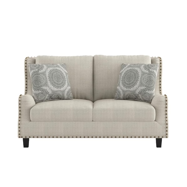 EVERGLADE HOME Tulay 60.5 in. Slope Arm Fabric Straight in Beige