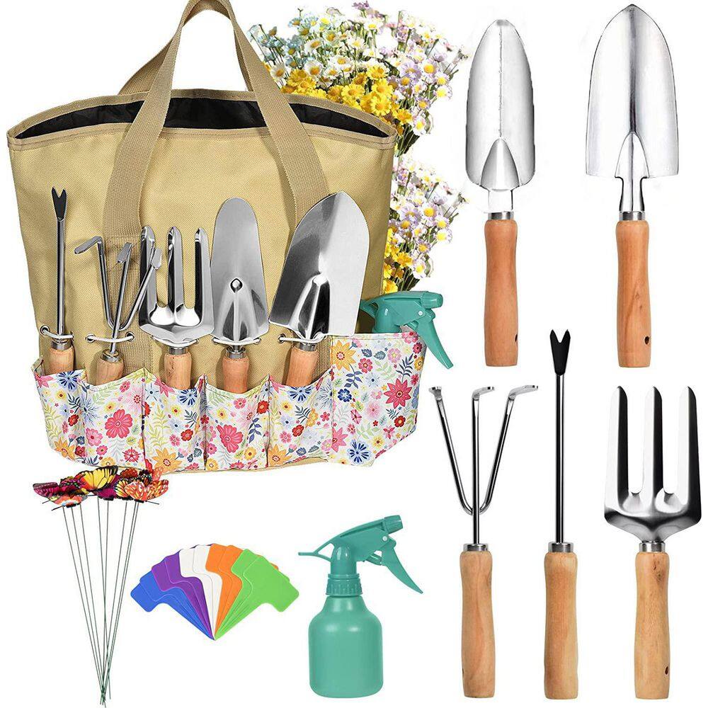 30-Piece Stainless Steel Heavy-Duty Gardening Tools with Floral Print, Garden Tools Set