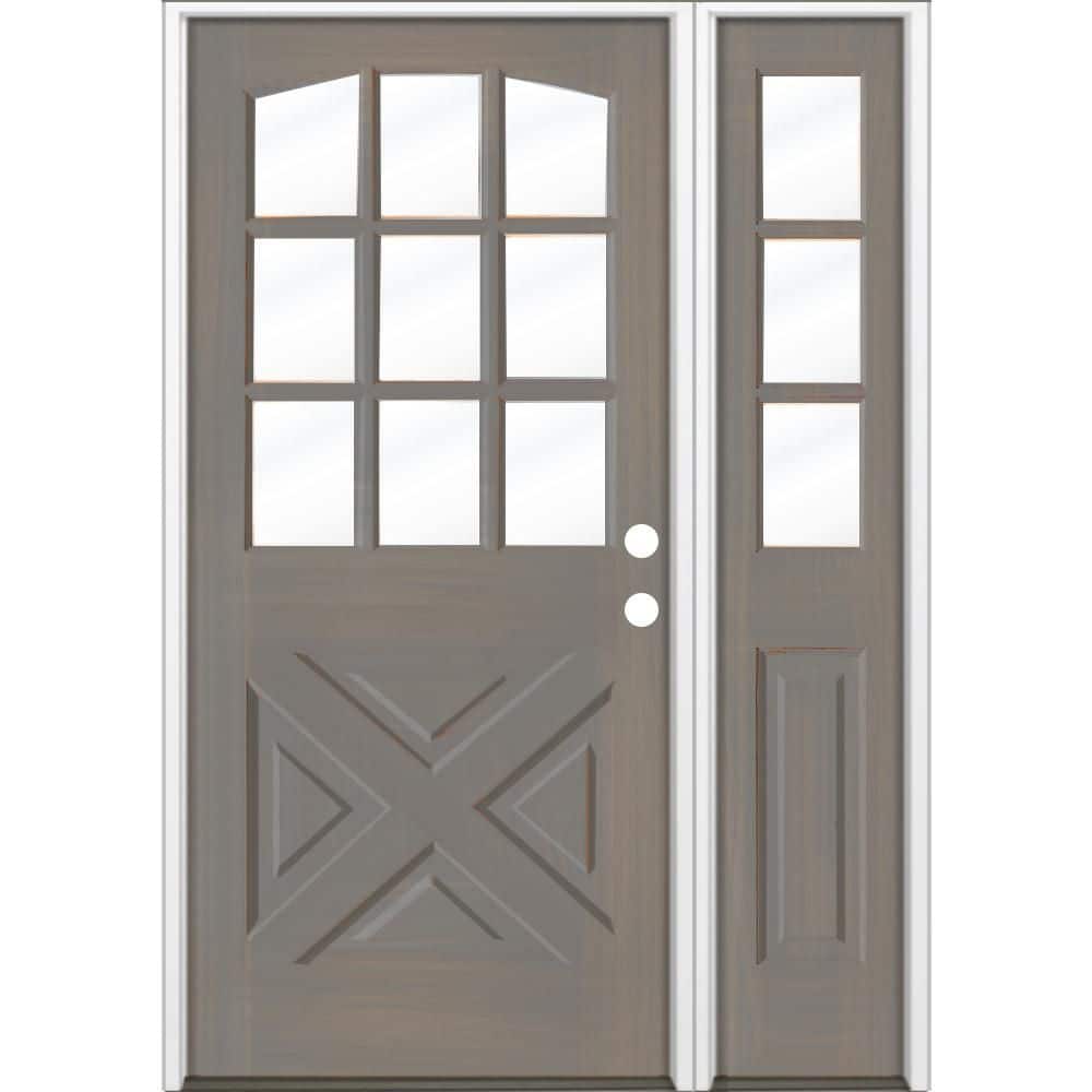 50 in. x 80 in. Farmhouse X Panel LH 1/2 Lite Clear Glass Grey Stain Hemlock Wood Prehung Front Door with RSL price history on PriceWatchPro