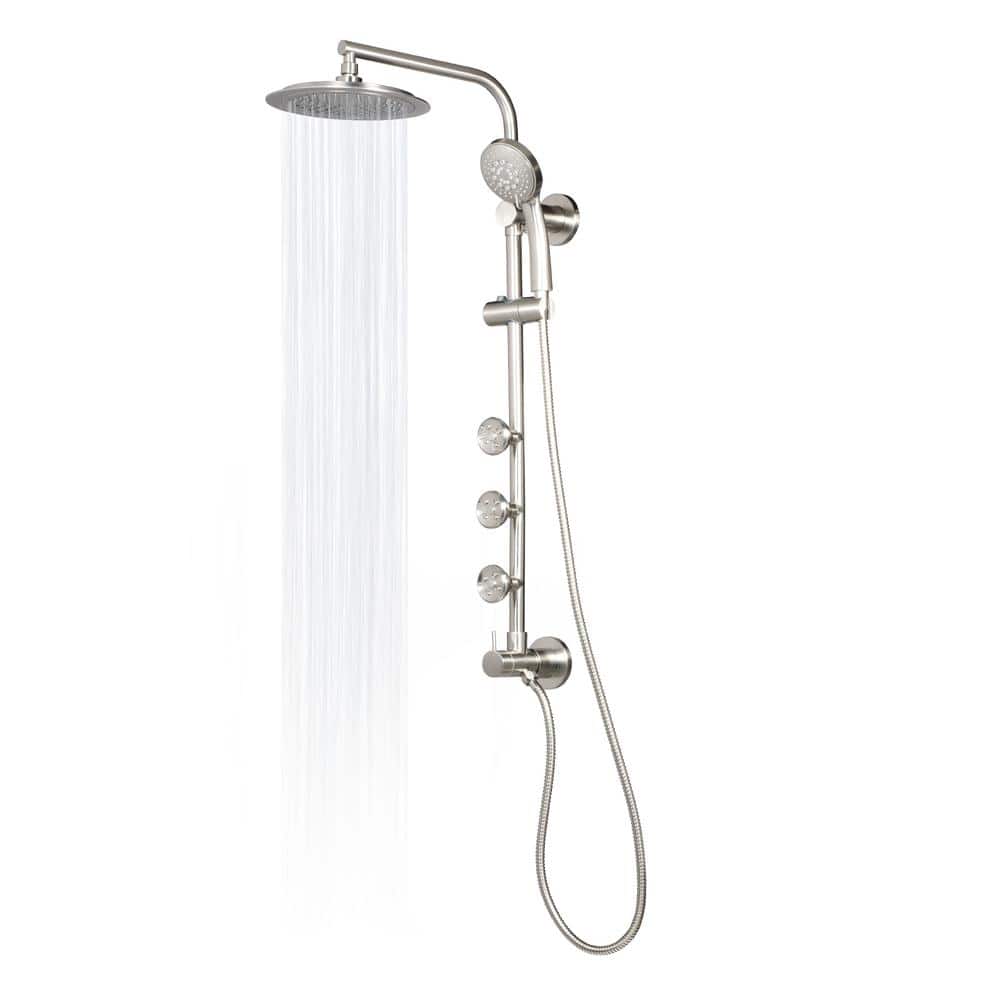 Brushed Nickel Multi-Function Shower System with Rain Showerhead