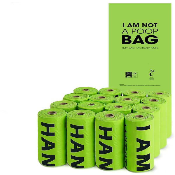 Compostable Dog Poop Bags, 240-Count (16-Rolls), Leak Proof and Unscented, Easy Open and Tear, 9 x 13 in., Green