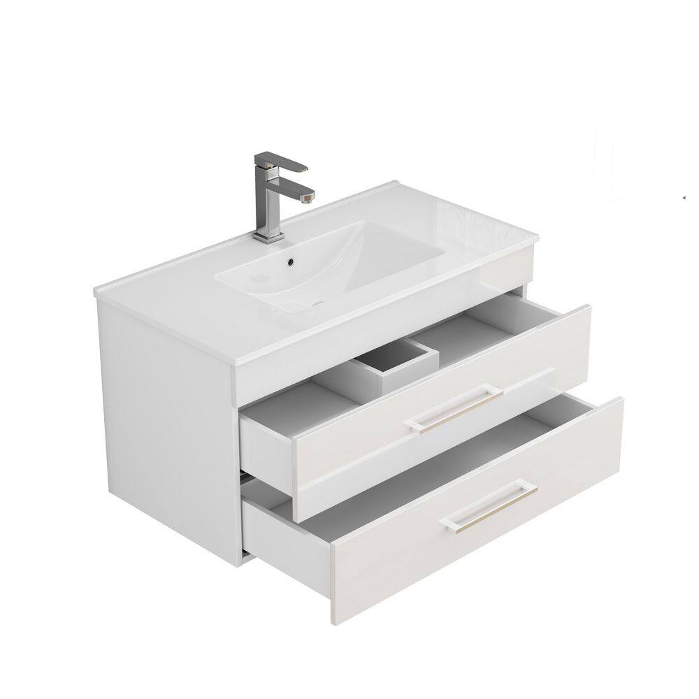 36 in. Single Sink Floating Glossy White Bath Vanity with White Ceramic Top price history on PriceWatchPro