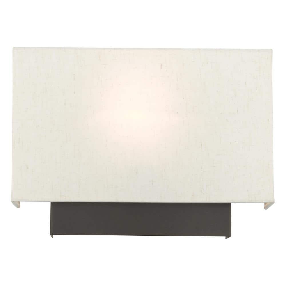 Meadow Modern English Bronze 1-Light ADA Sconce with Oatmeal Shade