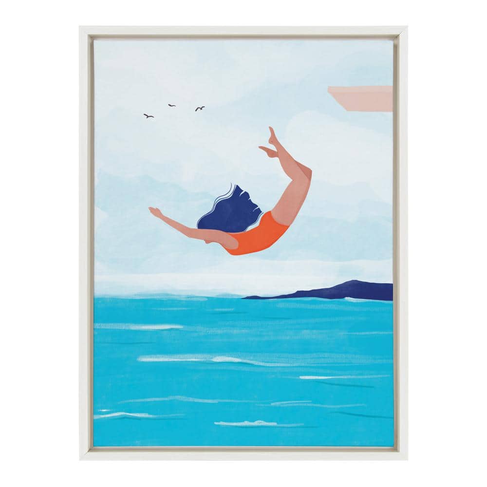 Kate and Laurel Sylvie Jump Framed Canvas by Maja Tomljanovic, 18x24, White
