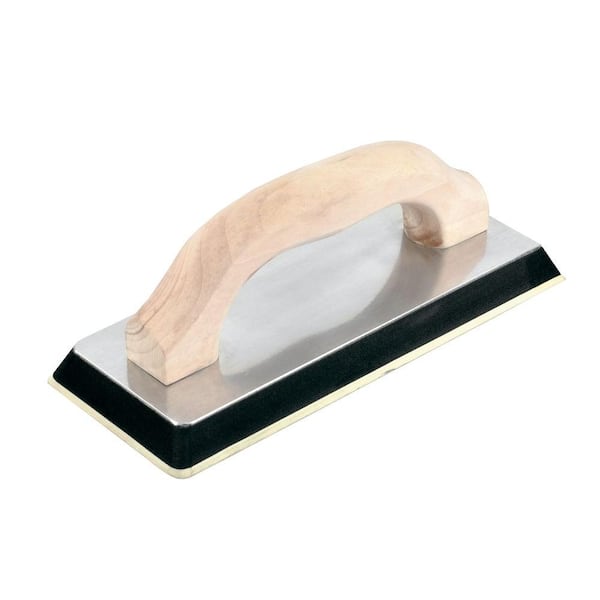 QEP 4 in. x 9-1/2 in. Gum Rubber Grout Float with Traditional Wooden Handle and Non-Stick Gum Rubber