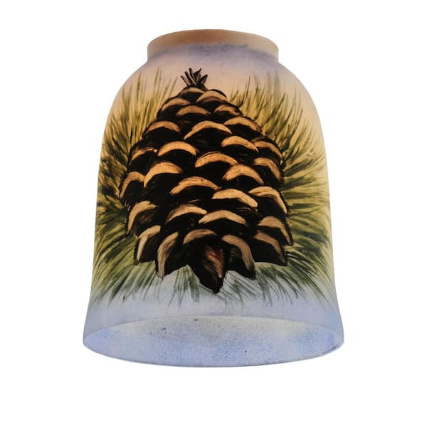 Pinecone 5.5 in Brown Colorful Glass Bell Universal Shade with no fitter