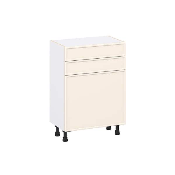 J COLLECTION Fairview 24 in. W x 14 in. D x 34.5 in. H Assembled Slim Shaker Base Kitchen Cabinet in Washed Linen with 2-Drawers