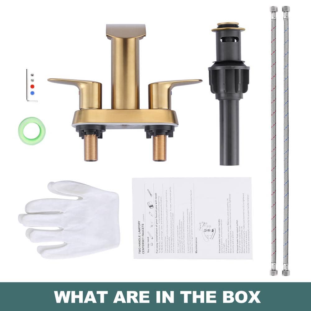 Brushed Gold Stainless Steel Double Handle Waterfall Bathroom Faucet