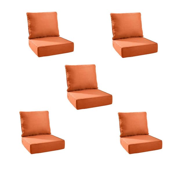 PlushCore 24 In. x 24 In. x 6 In. 10-Piece Deep Seating Outdoor Dining Chair Thick Cushion Set in Orange (5-Set)