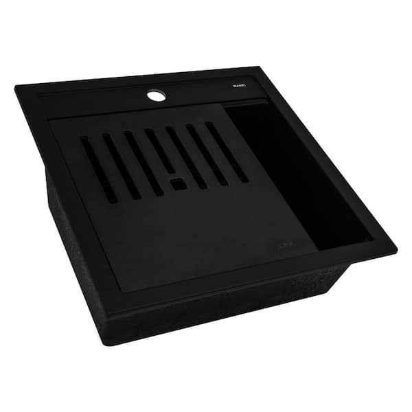 Ruvati epicube 20 in. Drop-in Topmount Wet Bar Prep Sink in Matte Black Granite Composite