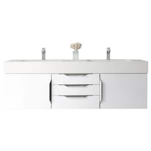 Mercer Island 59 in. W x 19.5 in. D x 19.3 in. H Double Bath Vanity in Glossy White with Glossy White Composite Top