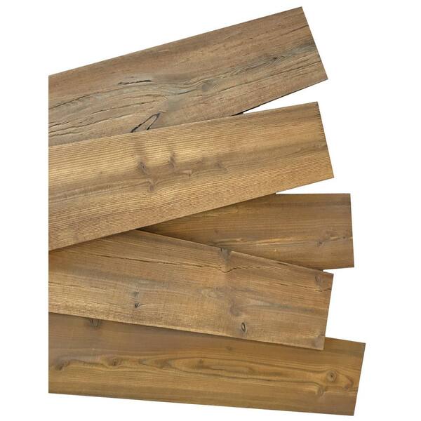 Hardwood Reflections 3 8 In X 5 1 2 In X 48 In Weathered Brown Thermally Treated Siberian Larch Square Edge Wall Planks 16 5 Sq Ft Pack 106tsl 4 The Home Depot