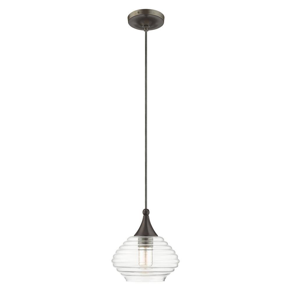 English Bronze Mini Globe Pendant with Clear Glass Shade