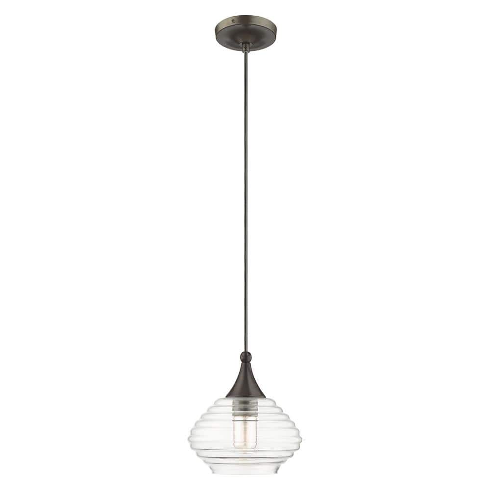 English Bronze Mini Globe Pendant with Clear Glass Shade