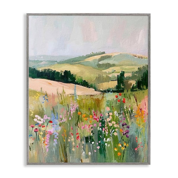 Stupell Industries Pastel Countryside Meadows by RileyB Gray Framed Nature Giclee Art Print 14 in. x 11 in.