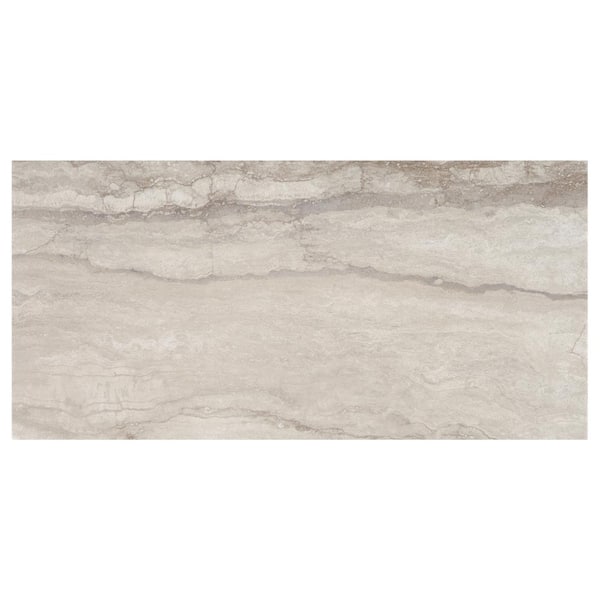 Marazzi Vettuno 12 in. x 24 in. Greige Glazed Porcelain Floor and Wall Tile Sample