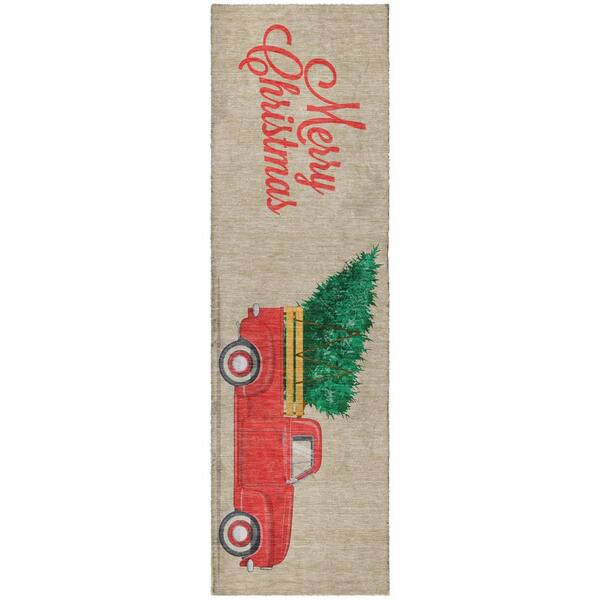 Dream Shag Premium Machine Washable Abstract ADS215 Red 2 ft. x 7 ft. Runner Rug