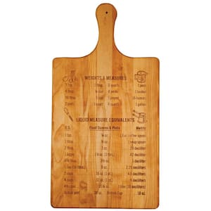 Hardwood Cutting Board with Measurements and Conversions