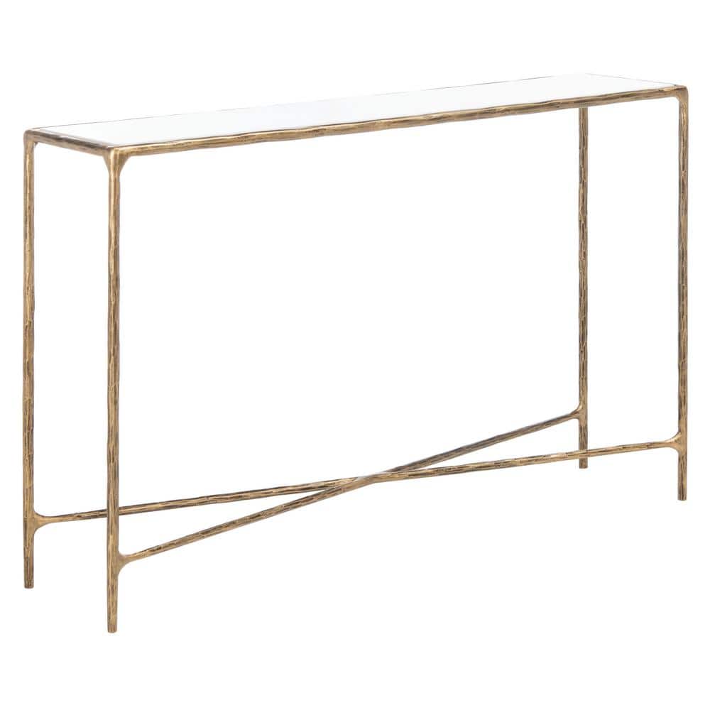 Evelynn Aristocratic Airy Glamour 48'' Brass & White Marble Console Table