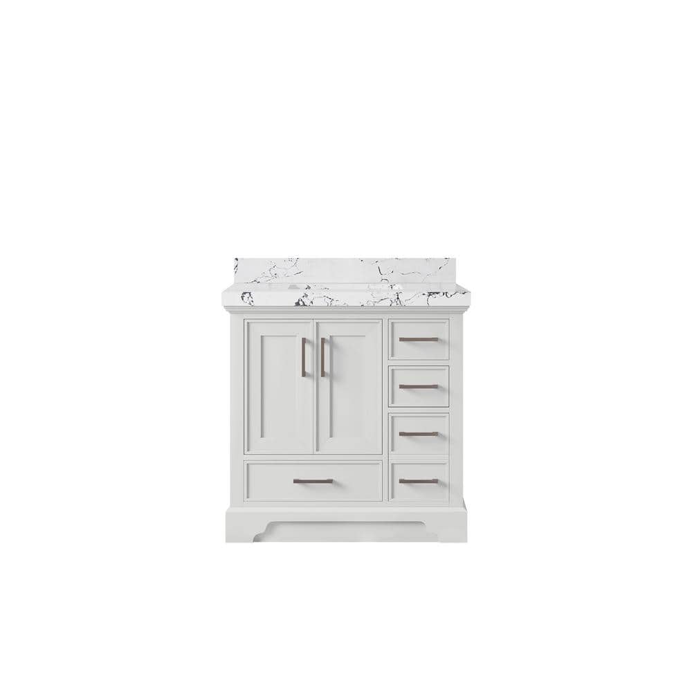 Charlotte 36 in. Single Sink Freestanding White Bath Vanity with Viola Night Qt. Top Unassembled price history on PriceWatchPro