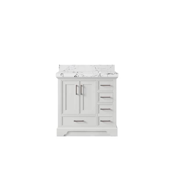 Willow Collections Charlotte 36 in. Single Sink Freestanding White Bath Vanity with Viola Night Qt. Top Unassembled