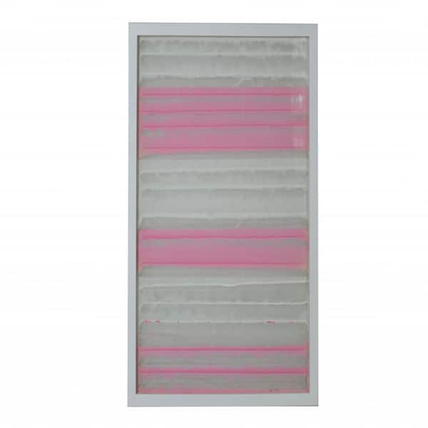 HomeRoots Mariana White and Pink Fabric and Glass Shadow Wooden Decor