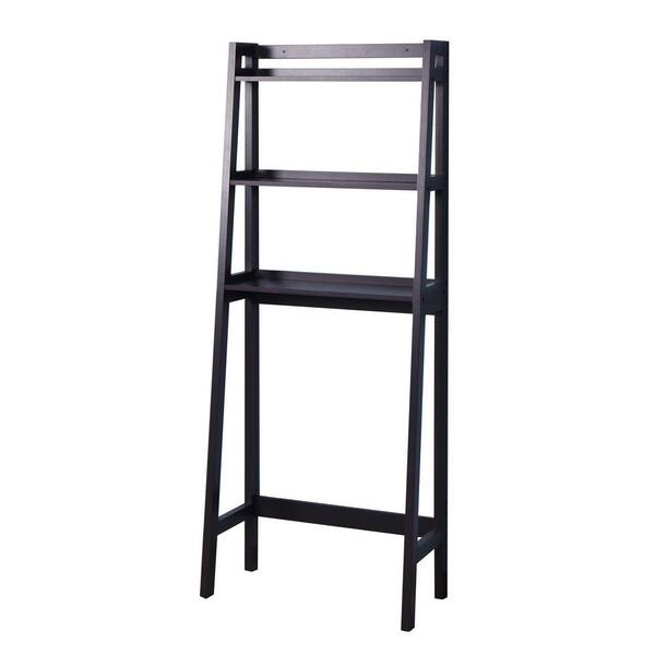 Tileon 25.59 in. W x 64.96 in. H x 11.81 in. D Brown 3-Tier MDF Over-the-Toilet Storage
