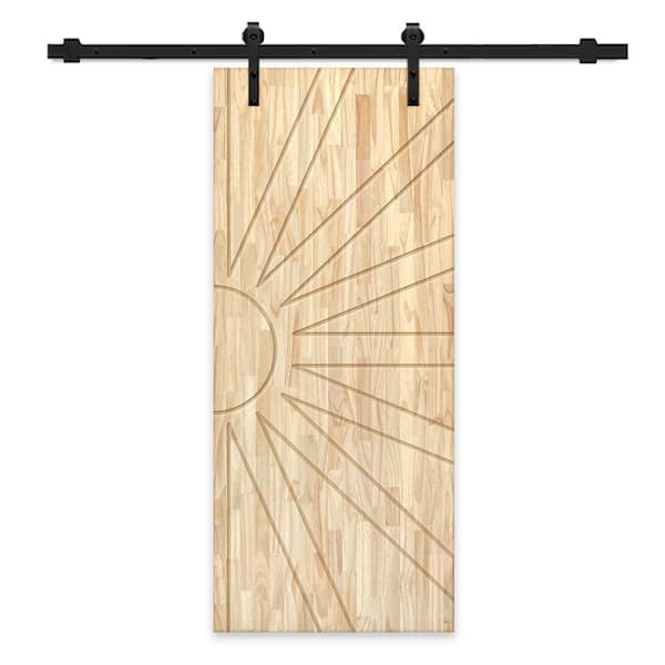 CALHOME 42 in. x 80 in. Natural Pine Wood Unfinished Interior Sliding Barn Door with Hardware Kit