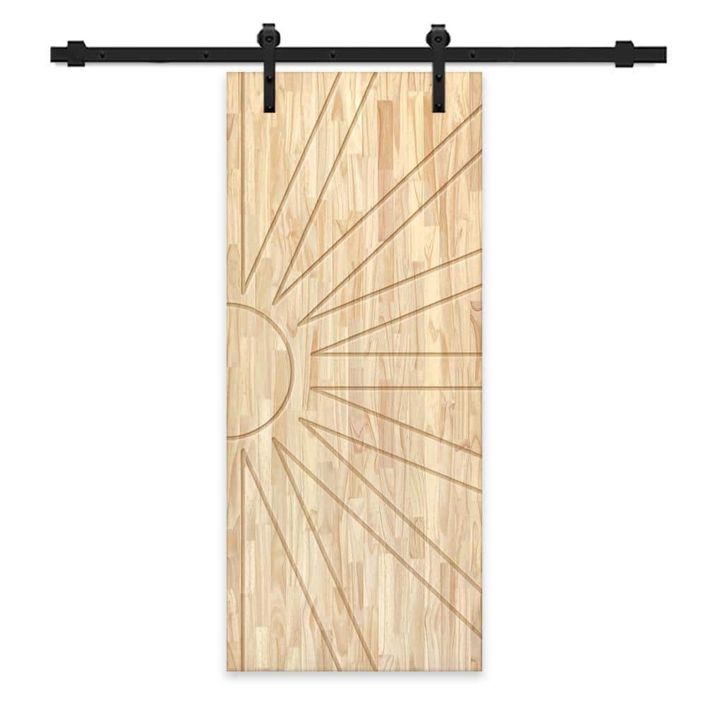 42 in. x 84 in. Natural Pine Wood Unfinished Interior Sliding Barn Door with Hardware Kit price history on PriceWatchPro