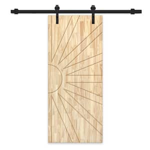 42 in. x 84 in. Natural Solid Wood Unfinished Interior Sliding Barn Door with Hardware Kit