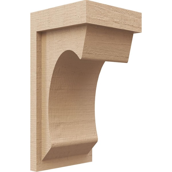 Ekena Millwork 6 in. x 6 in. x 12 in. Series 2 Wide Emerson Rough Cedar Woodgrain Timberthane Polyurethane Corbel, Primed Tan