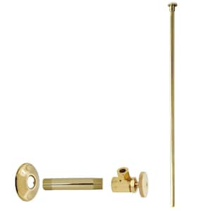 1/2 in. IPS x 3/8 in. OD x 20 in. Flat Head Supply Line Kit with Round Handle Angle Shut Off Valve, Polished Brass
