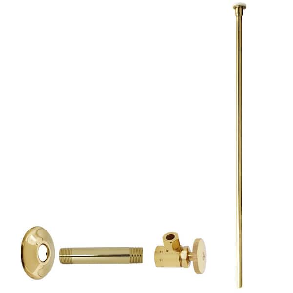 Westbrass 1/2 in. IPS x 3/8 in. OD x 20 in. Flat Head Supply Line Kit with  Round Handle Angle Shut Off Valve, Polished Brass D103KFH-01 - The Home  Depot