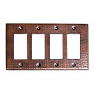Pure Copper Hand Hammered Quad Rocker Wall Plate