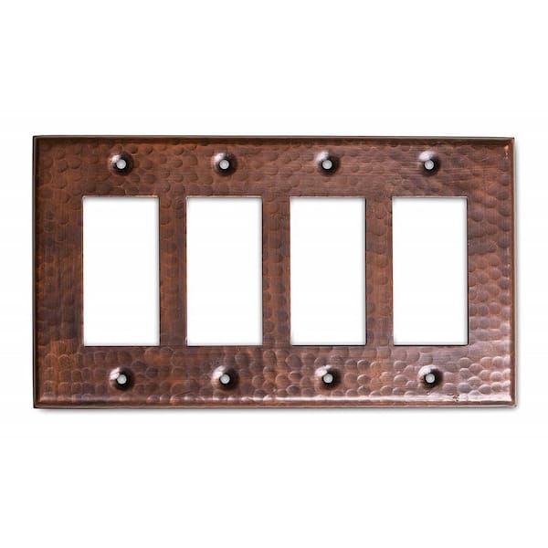 Monarch Abode Pure Copper Hand Hammered Quad Rocker Wall Plate