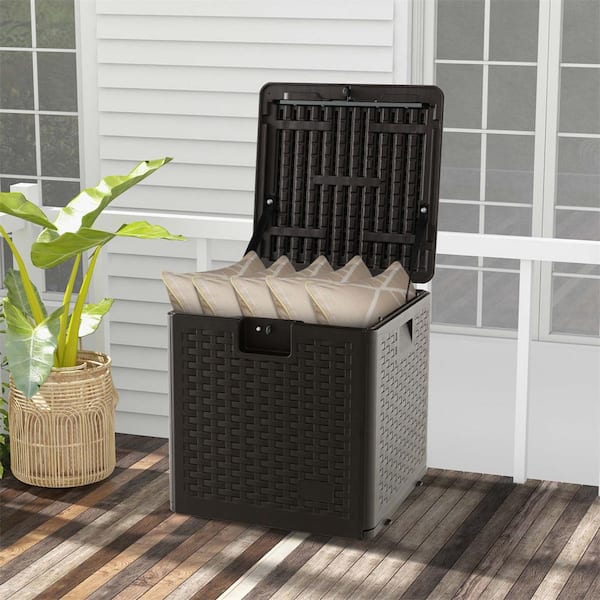 28 Gal. Patio Brown Deck Box Outdoor Waterproof Storage Container for Tools Toys