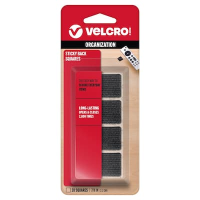 7/8 in. Sticky Back Squares In Black (20-Pack) Vel-30753-Usa