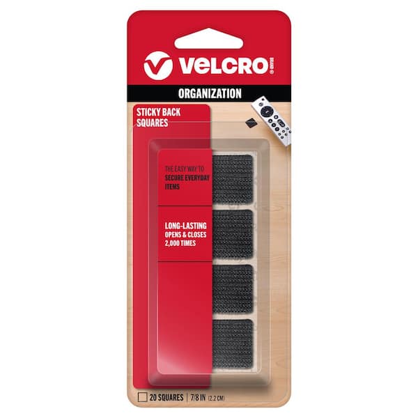 VELCRO 7/8 in. Sticky Back Squares in Black (20-Pack)