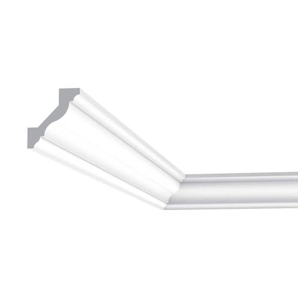 1-5/8 in. x 1-3/4 in. x 78-3/4 in. Primed White Plain Polystyrene Crown Moulding (4-Pack)