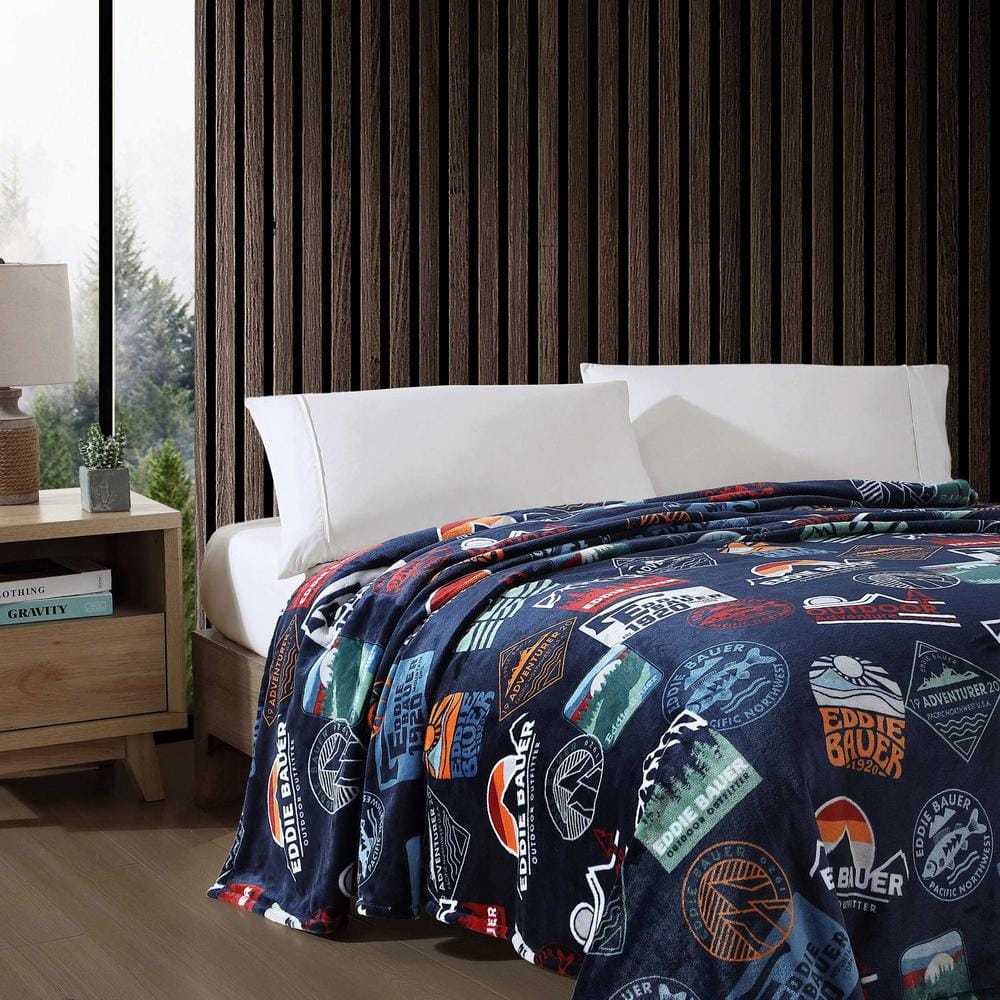 Full Blue Fleece Reversible Lightweight Blanket