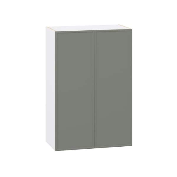Fairview 27 in. W x 14 in. D x 40 in. H Slim Shaker Assembled Wall Kitchen Cabinet in Moss Green