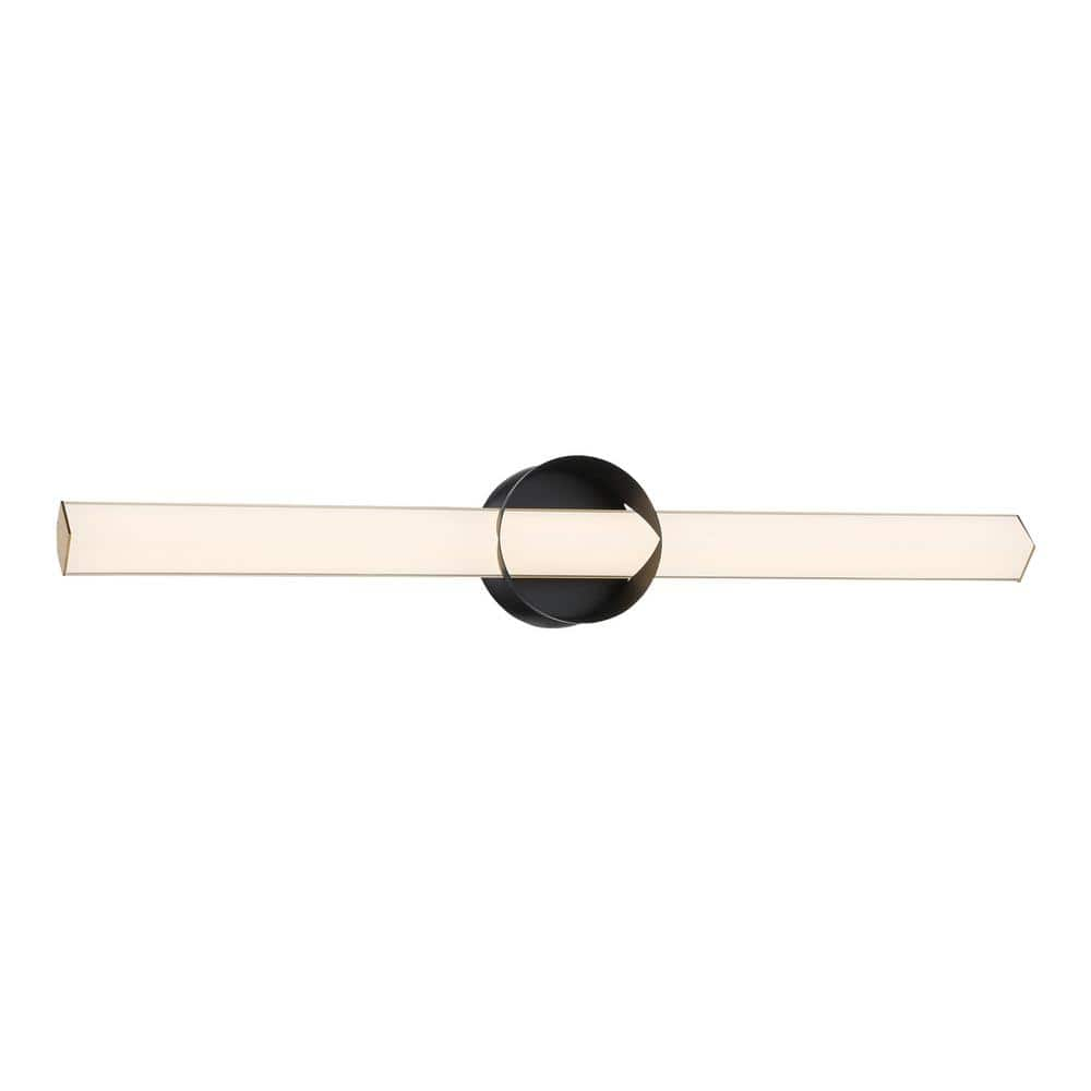 Inner Circle 30 in. Matte Black and Honey Gold LED Vanity Light Bar with Frosted Aquarium Glass -  George Kovacs, P1544-688-L