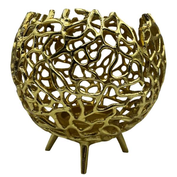 castellousa 6 in. Gold Orbital Aluminum Candle Holder