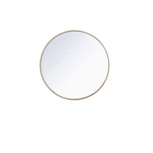 Timeless Home 28 in. W x 28 in. H x Contemporary Metal Framed Round Brass Mirror
