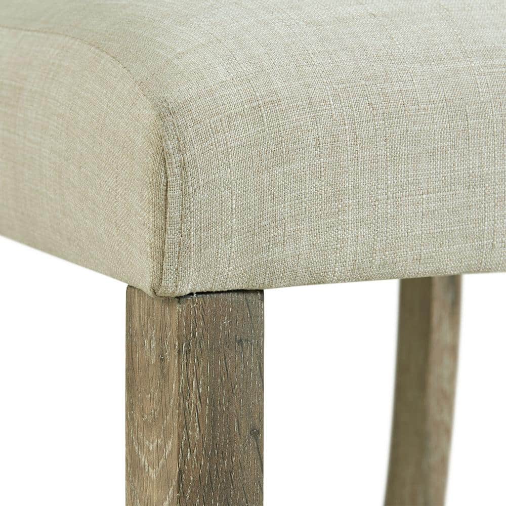Gray Linen Upholstered Wood Side Chair Set
