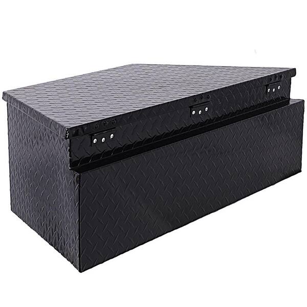 39 in. Trailer Tongue Box RV Trailer Truck Tool Truck Tool Box with Lock Keys Side Handle, Black, 39 x 16. 5 x 11. 8 in.