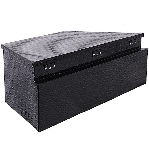48 in. Trailer Tongue Box, RV Trailer Truck Tool Truck Tool Box, with Lock Keys Side Handle, Black, 48 x 15 x 15 in.